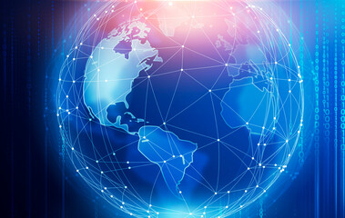 Futuristic Illustration For Global Connection Network Concept With Digital World Globe
