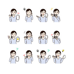 Woman with personal id, smartphone