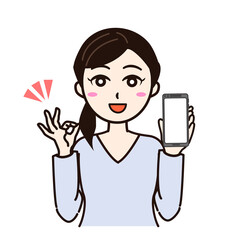 Woman with smartphone smile