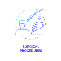 Surgical procedures concept icon. Professional surgeon occupation idea thin line illustration. Medical operations, cutting and stitching. Vector isolated outline RGB color drawing