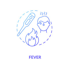 Fever concept icon. Infectious disease, flu symptom. Vaccination contraindications idea thin line illustration. High body temperature. Vector isolated outline RGB color drawing