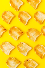Slices of toast bread pattern. Food background. Top view