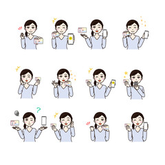 Woman with personal id, smartphone