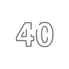 40 number line design font. Gray color on white background isolated vector illustration
