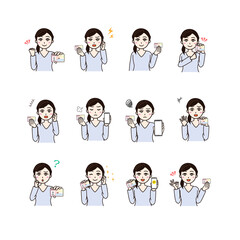 Woman with personal id, smartphone