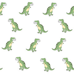 Dinosaur with medical mask medical coronavirus epidemic virus hand drawn seamless pattern for kids