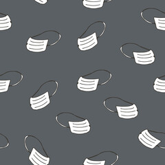 Coronavirus healthcare vector seamless medical mask hand drawn pattern