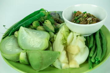 Northern Thai Green Chilli Dip called Nam prik num