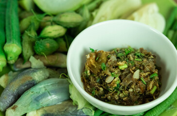 Northern Thai Green Chilli Dip called Nam prik num
