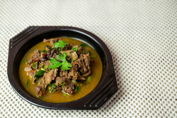 Thai spicy meat curry ready for serve