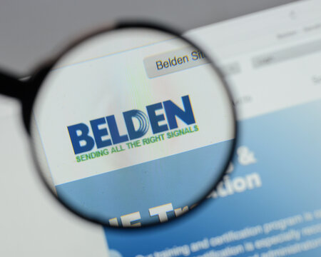 Milan, Italy - August 10, 2017: Belden. logo on the website homepage.