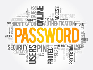 Password word cloud collage, technology concept background