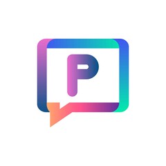 p letter colorful on rectangle chat icon logo.p chat logo minimalist template using modern and gradient style.p letter logo.p letter chat logo
