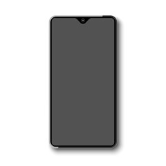Frameless smartphone with gray display. Vector illustration.