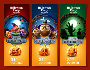 set of banners for halloween party