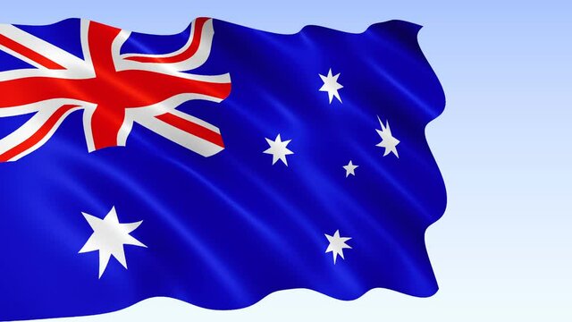 Australian flag waving in the wind. Realistic flag background. Looped animation background.