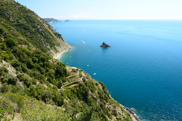 Coastline in National park of Cinque Terre. La Spezia province. Liguria. Italy