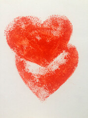 Watercolor abstract black white textural background handmade . Painting of couple of hearts . Modern pattern by Valentines day