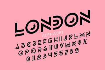 Fototapeta premium Modern style font, alphabet letters and numbers vector illustration