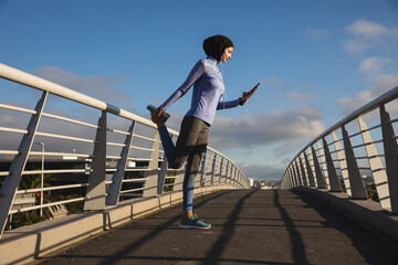 Woman exercising outdoors in the city