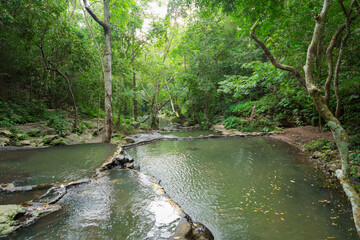 Waterfall in Namtok Samlan National Park. Beautiful nature at Saraburi province Thailand	