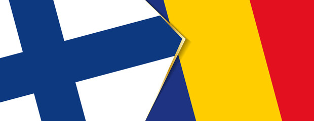 Finland and Romania flags, two vector flags.