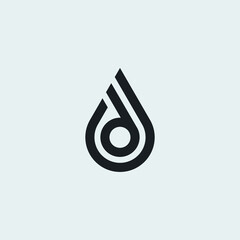 Minimalist Initial Letter D with Droplet Or Oil Drop Logo Graphic