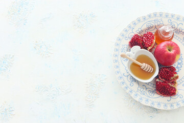 religion image of Rosh hashanah (jewish New Year holiday) concept. Traditional symbols