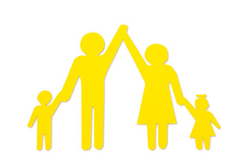famille avec deux enfants en papier
