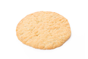 One oat baked cookie isolated on white