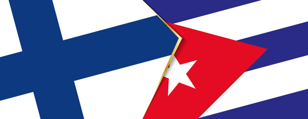 Fototapeta na wymiar Finland and Cuba flags, two vector flags.