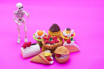 Skeleton and bakery, enjoy eating until death