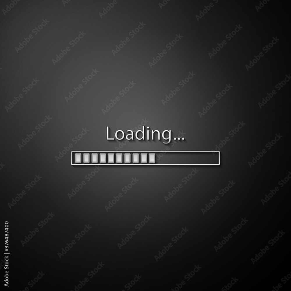 Poster silver loading icon isolated on black background. progress bar icon. long shadow style. vector.