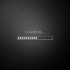 Obraz premium Silver Loading icon isolated on black background. Progress bar icon. Long shadow style. Vector.