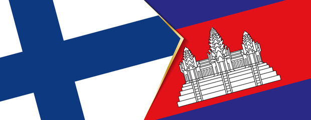 Finland and Cambodia flags, two vector flags.