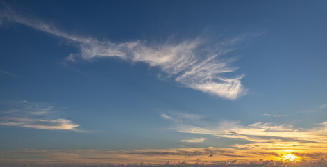 sunset over the clouds