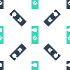 Green Please do not disturb icon isolated seamless pattern on white background. Hotel Door Hanger Tags. Vector.