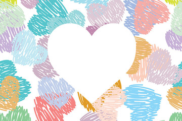 pastel colored drawn hearts background