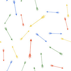 Color Hipster arrow icon isolated seamless pattern on white background. Vector.