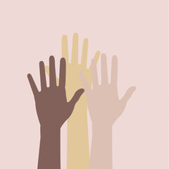 Girls Support Girls Banner With Hands, Vector Illustration