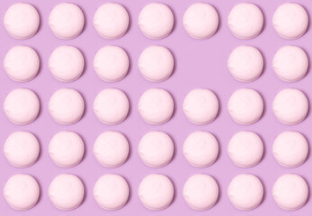 airy sweet vanilla marshmallow pastel color on a lavender background, pattern, Flat lay, one for all