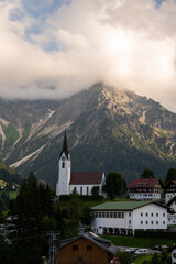 Hirschegg, Austria, August 04, 2020: A church in Hirschegg, Kleinwalsertal in Austrian alps.