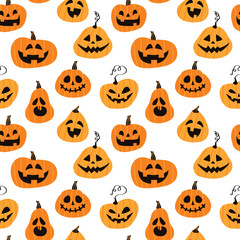 Halloween. Seamless vector pattern with pumpkins. 