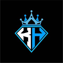 initial letter K H diamond shape with crown decoration