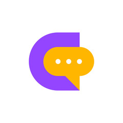 Letter C chat bubble communication logo template
