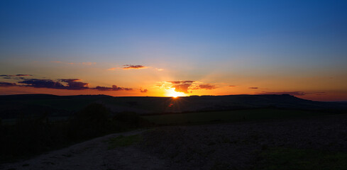 sunset over the South Downs