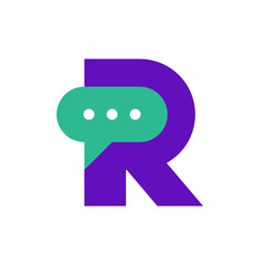 Letter R chat bubble communication logo template