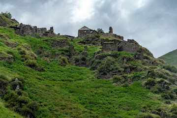 Fototapeta na wymiar Ardoti, a village in Georgia, Shatili community, in historic Upper Khevsureti