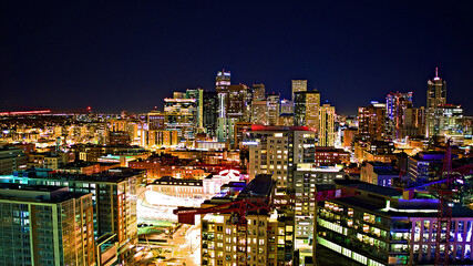Fototapeta na wymiar Downtown Denver at Night Colorful