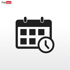 Calendar icon vector . Calendar with clock sign